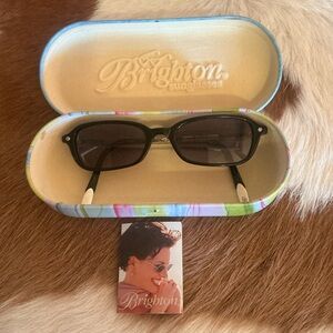 Brighton Blue Moon Womens Sunglasses Black Oval Silver Temples w Case